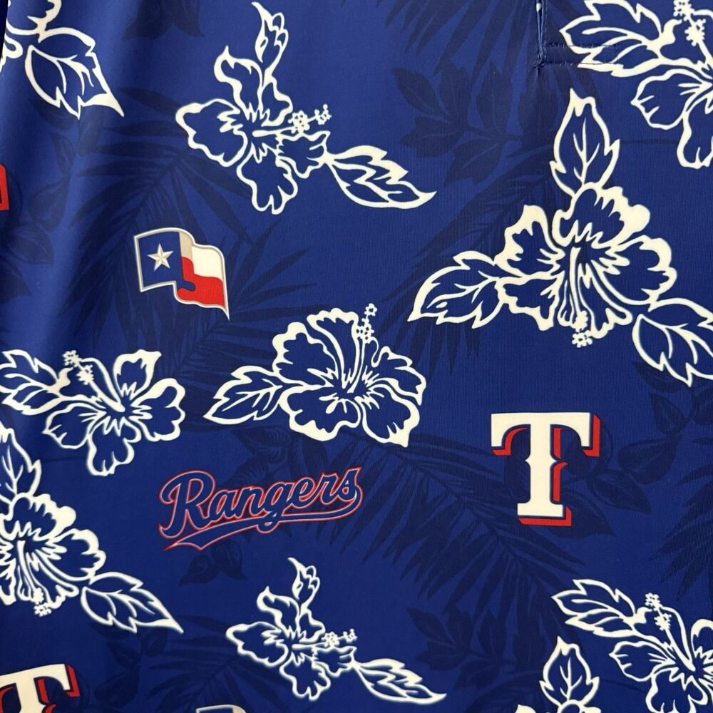 Reyn Spooner Texas Rangers Polo Shirt Mens 3XL Blue MLB Hawaiian Aloha - Picture 4 of 6
